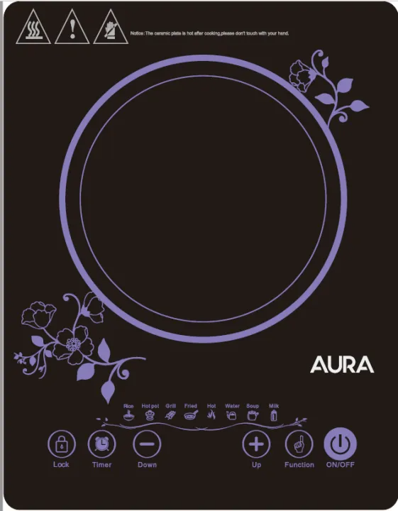 Aura Induction Infra Red Cooktop 2000W AU20IFGA I