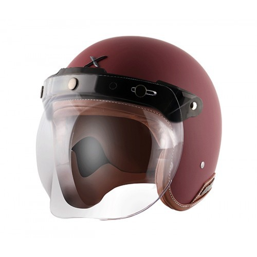 Axor Jet Retro Matt Chestnut Red Half Face Motorcycle Helmet