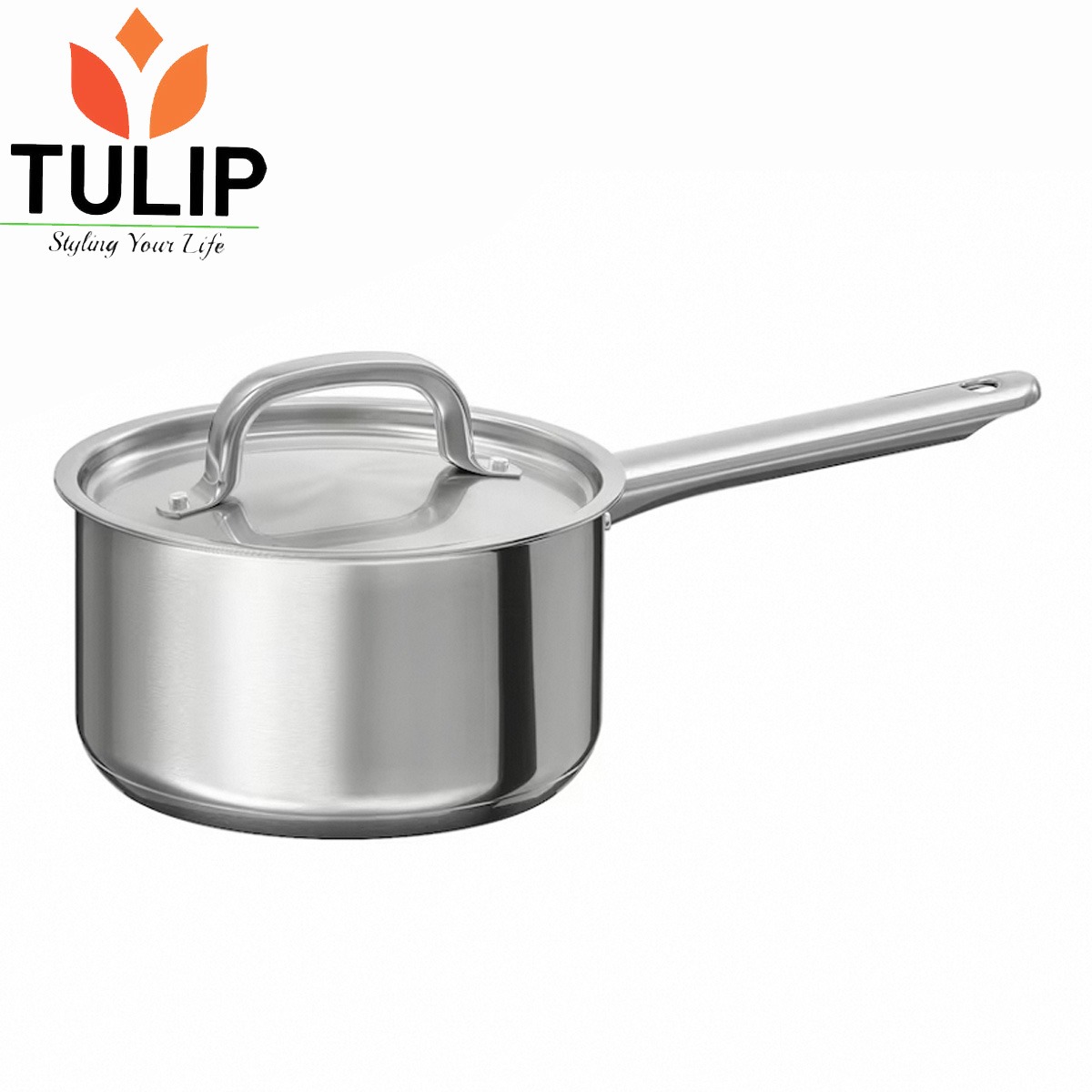 Tulip Saucepan with Lid Try-Ply Steel Cookware-3 Layer Induction Based 14cm