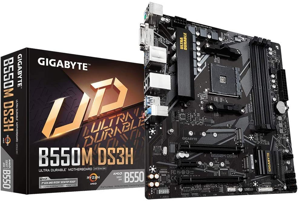 GIGABYTE AMD B550 Ultra Durable Motherboard with Pure Digital VRM Solution, PCIe 4.0 x16 Slot, Dual PCIe 4.0/3.0 M.2 Connectors, Intel® Dual Band 802.11ac WIFI, Realtek GbE LAN, Smart Fan 5 with FAN STOP,  RGB FUSION 2.0, Q-Flash Plus