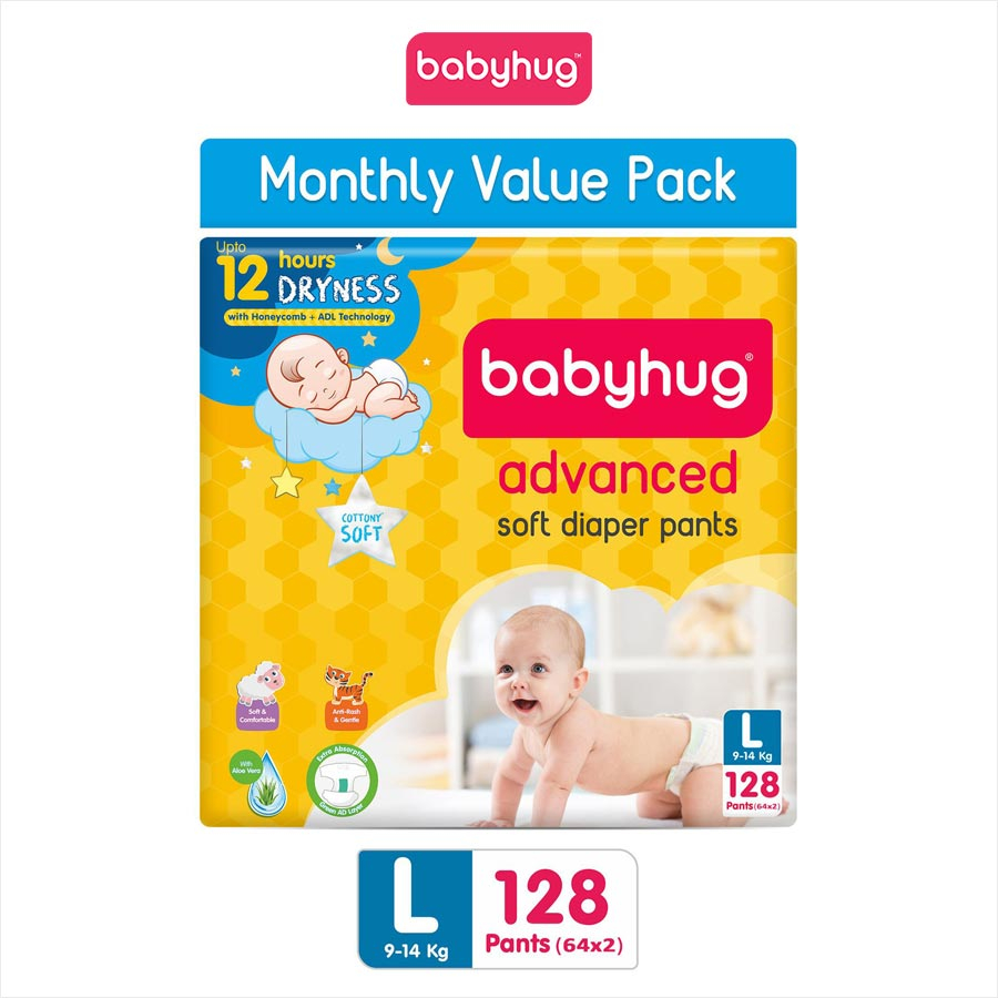 Baby Hug Advanced Pant Style Diapers Large-128 Pieces