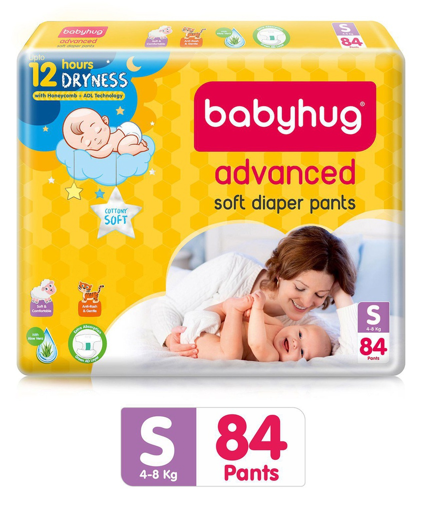 Baby Hug Advanced Soft Diapers Pant Style   Small-84 Pieces