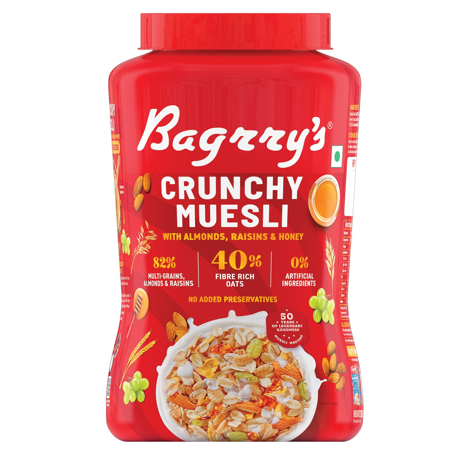 Bagrrys Crunchy Muesli Crunchy Oat Clusters With Almonds, Raisins & Honey , 1000G