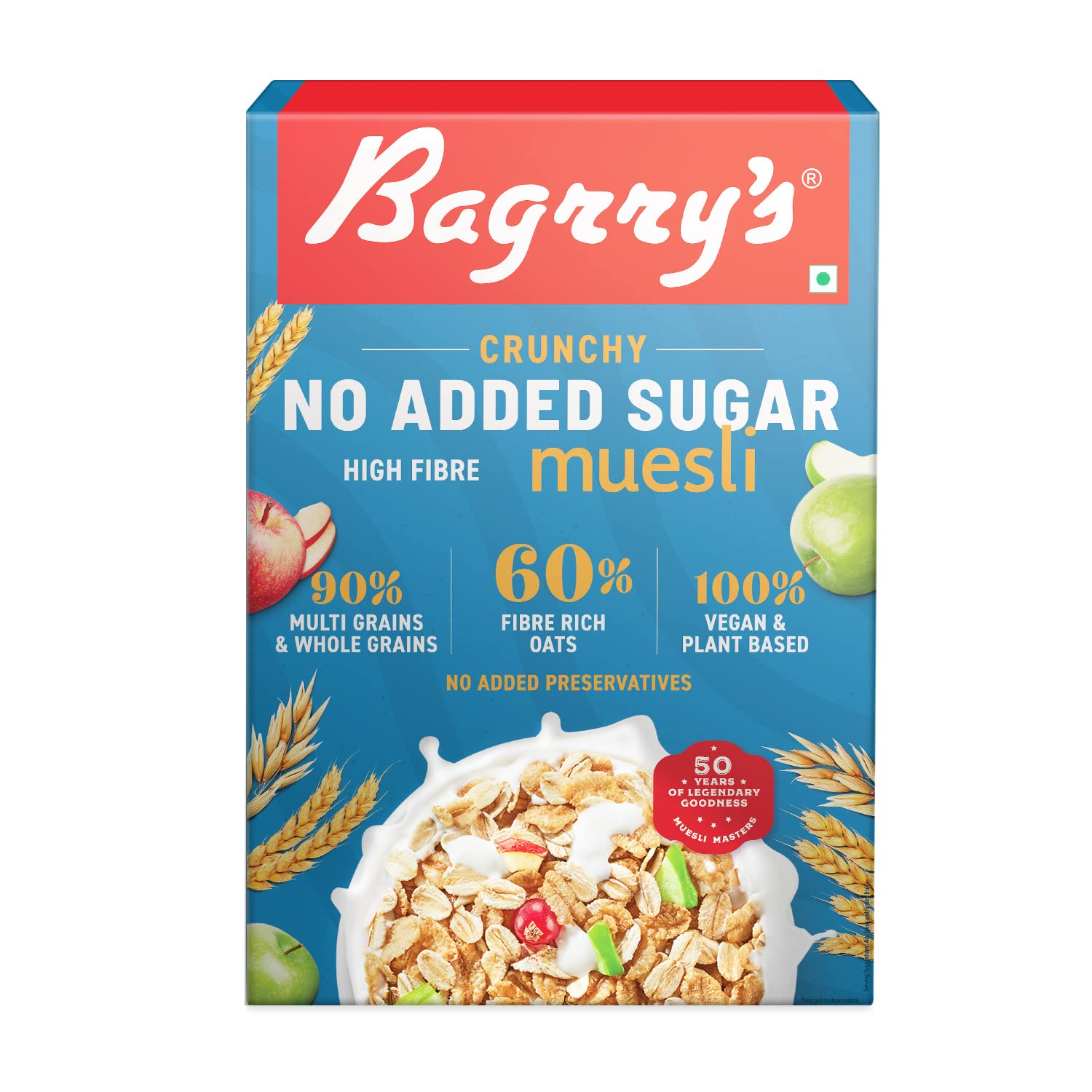 Bagrrys No Added Sugar Crunchy Muesli 500 Gm