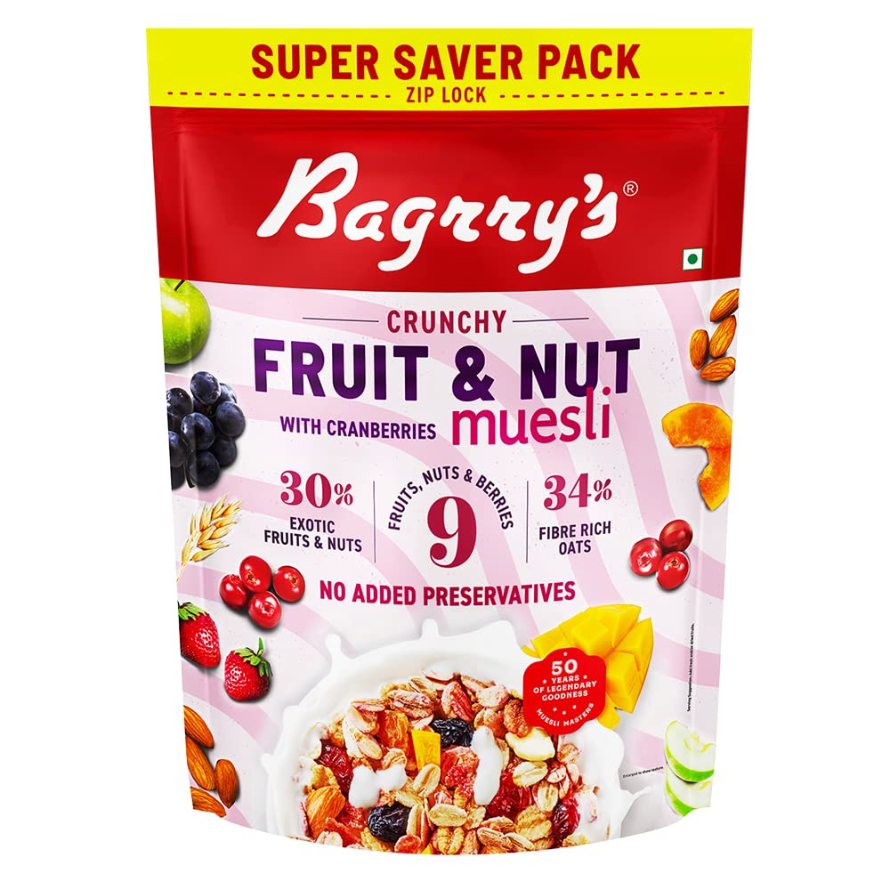 Bagrrys Crunchy Muesli Fruit & Nut Cranberries 750 Gm Pouch