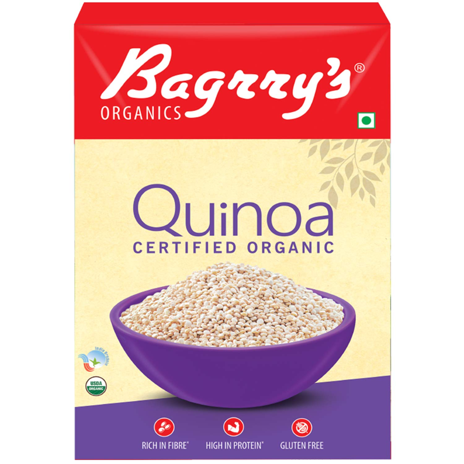 Bagrry's Organic - Quinoa Box 500g Gluten Free | Omega-3 | High in Fiber & Protein | All Natural Quinoa