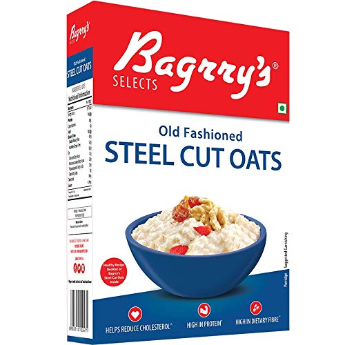 Bagrry's Steel Cut Oats 500g Box | High in Dietary Fibre & Protein |Helps in Weight Management & Reducing Cholesterol | Old Faishoned Oats| Breakfast Cereal