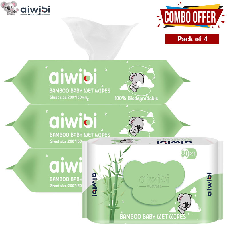 Aiwibi Australian Bamboo Baby Wet Wipes-Pack Of 4