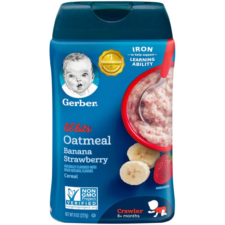 Gerber Lil Bits Oatmeal Banana Strawberry Baby Cereal