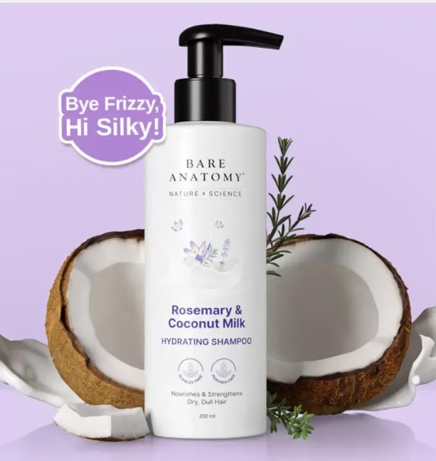 Bare Anatomy Hydrating Shampoo With Rosemary & Coconut Milk For Smooth & Silky Hair - 200ml