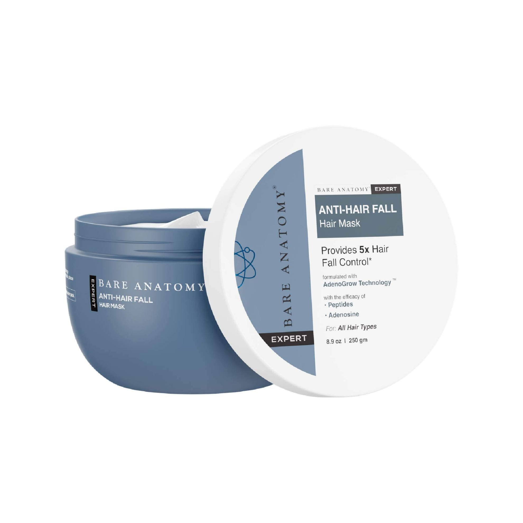 Bare Anatomy Anti-Hair Fall Mask | Provides 5X Hair Fall Control | For Hair Fall | Suitable For All Hair Types | Enriched with Adenosine and Peptides | 250 ml