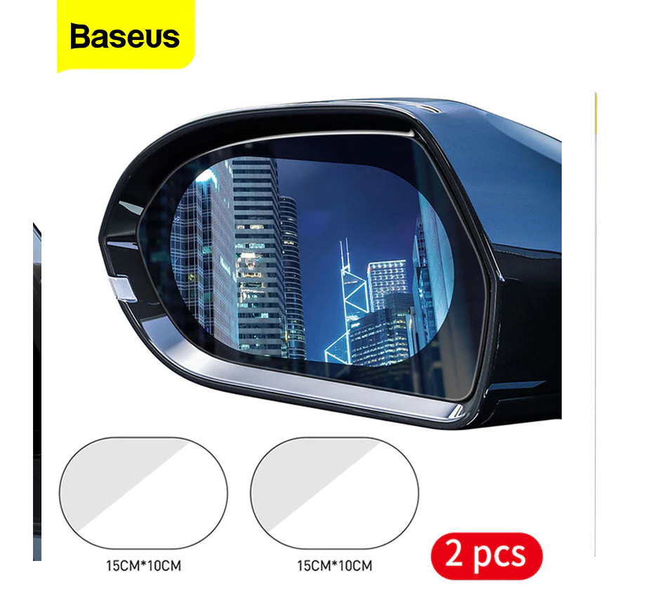 Baseus 2 Pcs Car Rearview Mirror Rainproof Film 95mm Clear Rear View Mirror Anti Fog Protective Films Window Foils Car Sticker