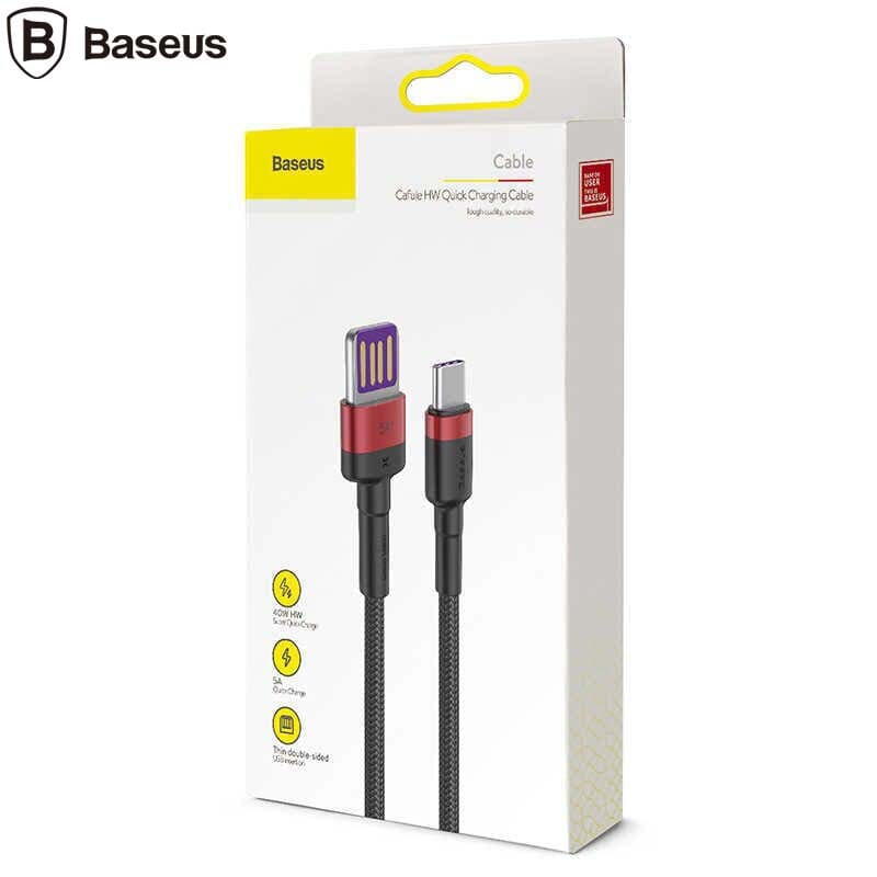 Baseus Cafule HW Quick Charging Data cable USB Double-sided Blind Interpolation For Type-C 40W 1m Red black