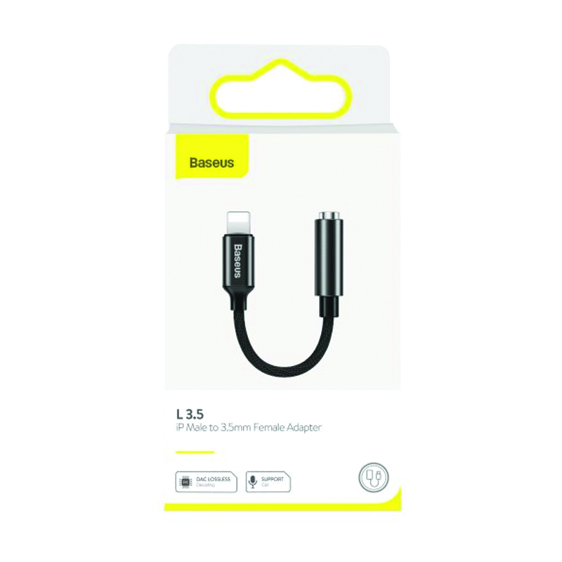 Baseus iP Male to 3.5mm Female Adapter L3.5 Black