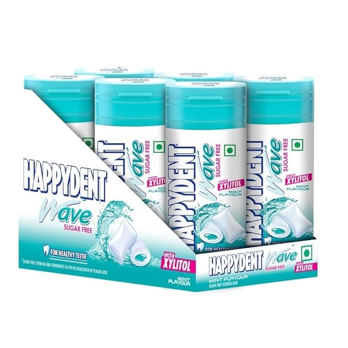 Perfetti Happydent Wave Mint Xylitol Pocket Bottle – Mint Flavor – 8 Pcs