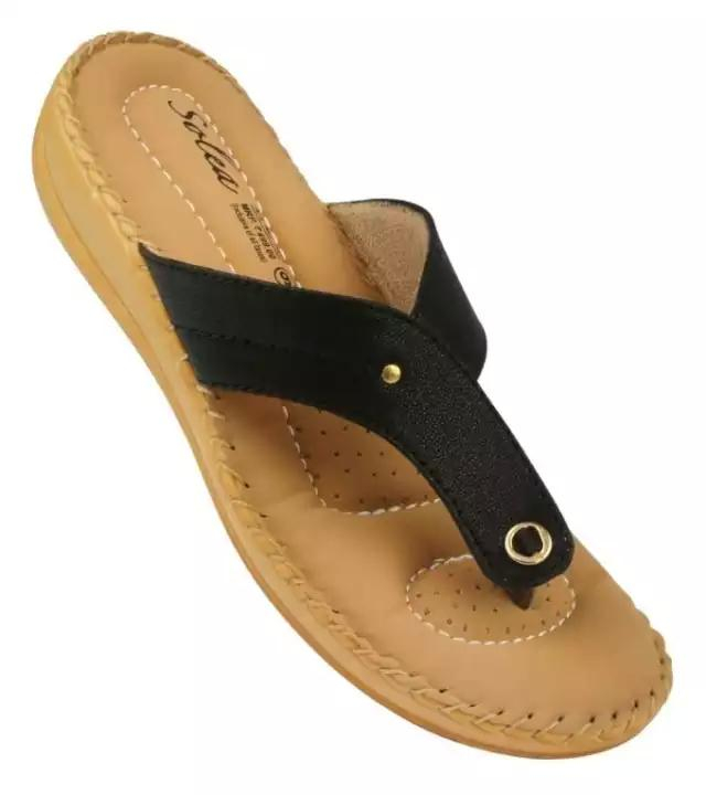 Paragon Black T-Strap Sandals For Women 7511
