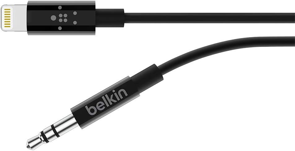 Belkin AV10172bt06-BLK 3.5mm Audio Cable With Lightning Connector, Black,6 Roll over image to zoom in Belkin AV10172bt06-BLK 3.5mm Audio Cable With Lightning Connector, Black,6