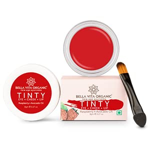 Bella Vita Organic Raspberry 3 in 1 Tinty for Lips, Cheeks & Eyelids for moisturizing & nourishing | Lip Stains & Tints | Blush with Avocado Oil | Makeup | Eye Shadow | Matte Finish | Face Blushes