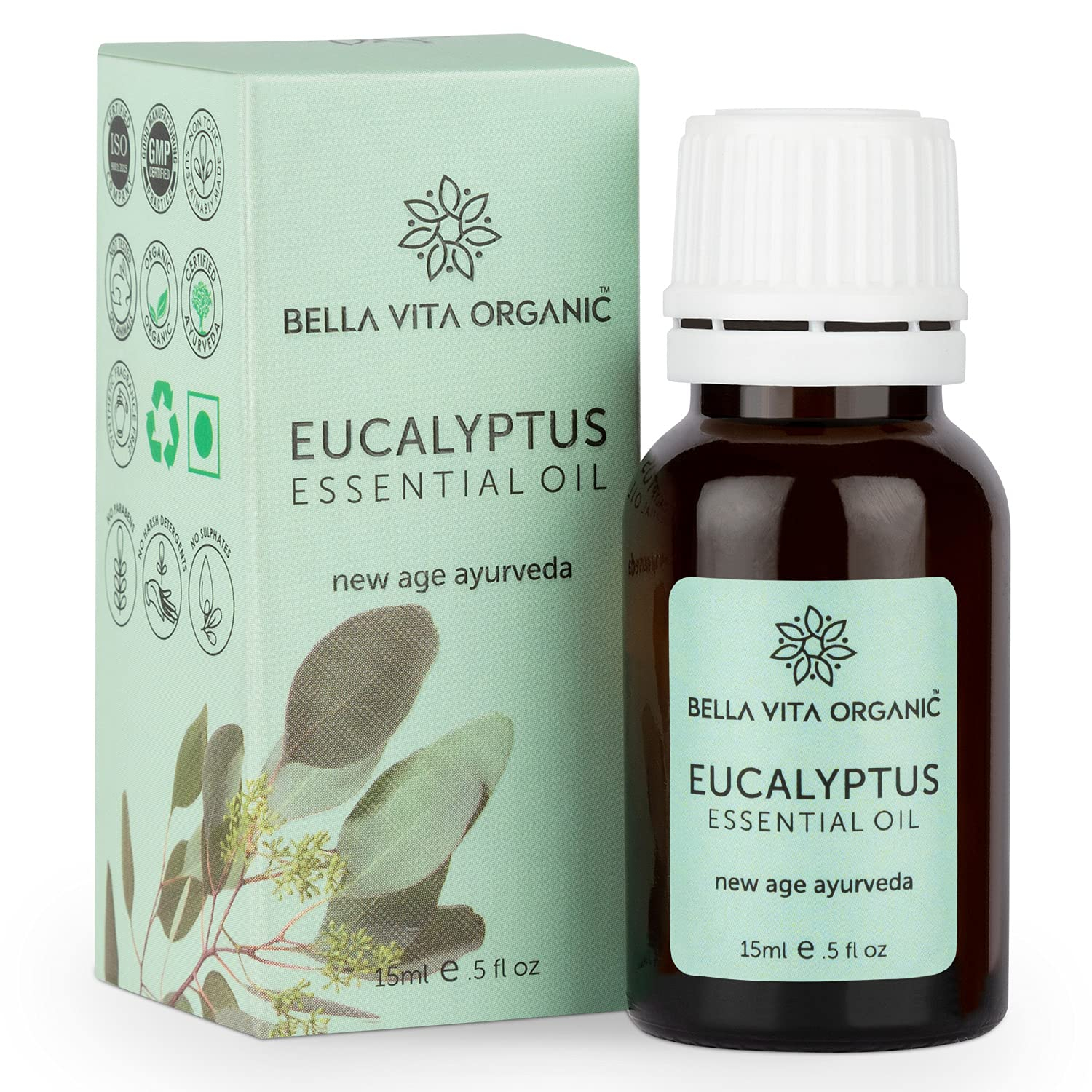 Bella Vita Organic Eucalyptus Essential Oil for 15ml Natural, Use as Fragrance Oil, Mixed with Beauty Products, Aromatherapy & Home Candle Soap Making