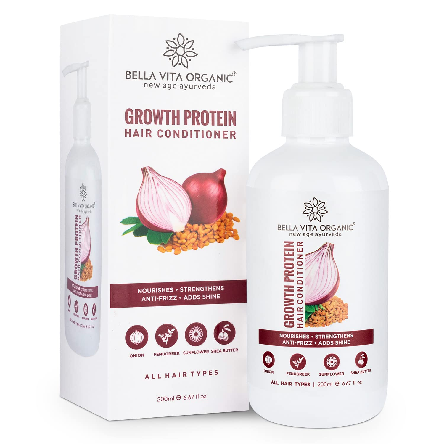 Bella Vita Organic Growth Protein Hair Fall Control Conditioner For Dry & Frizzy Hair, 225 ml