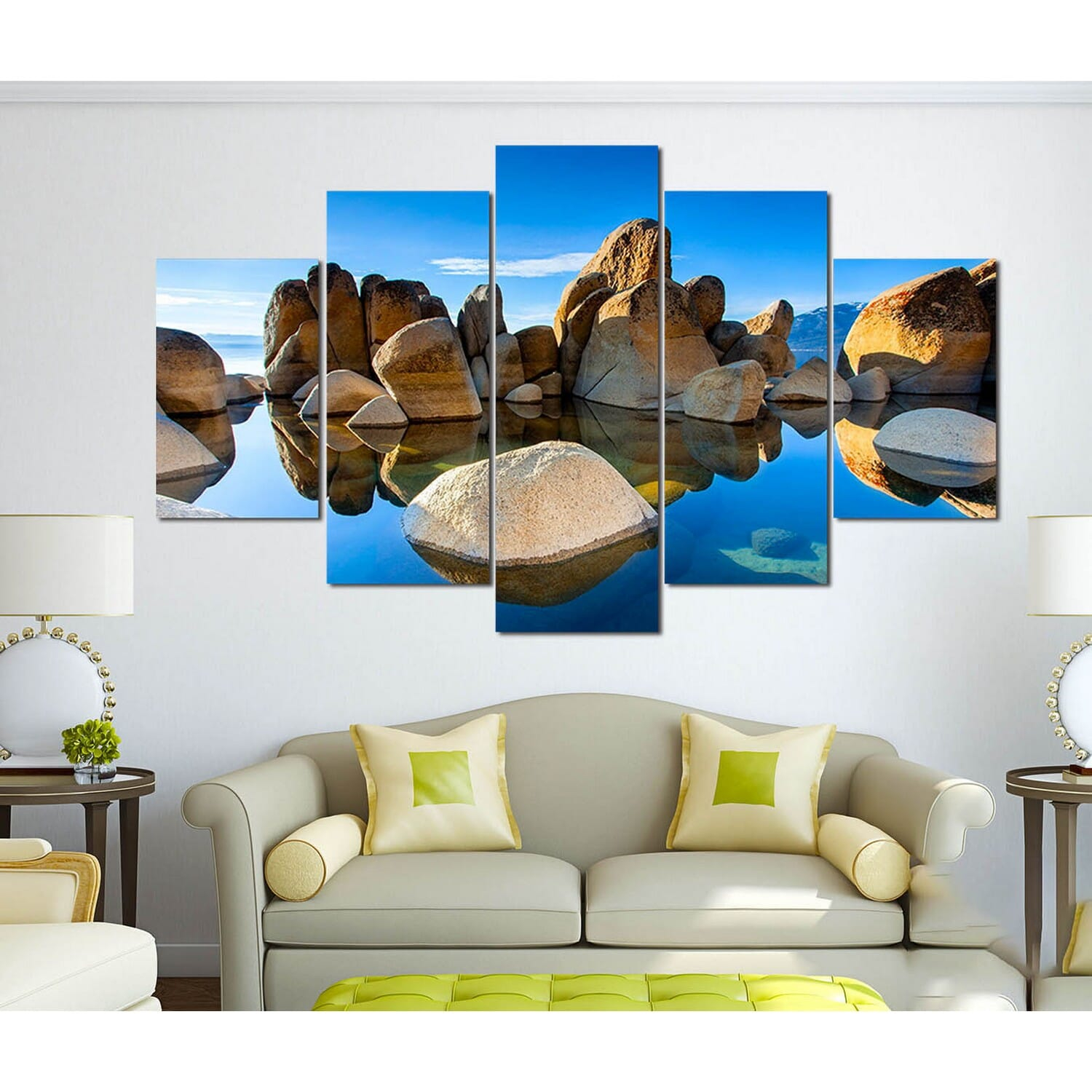 Big Size 5 Panel Nature Canvas | Wall | Home Decor | Canvas | Wall Art With Frame Inside 