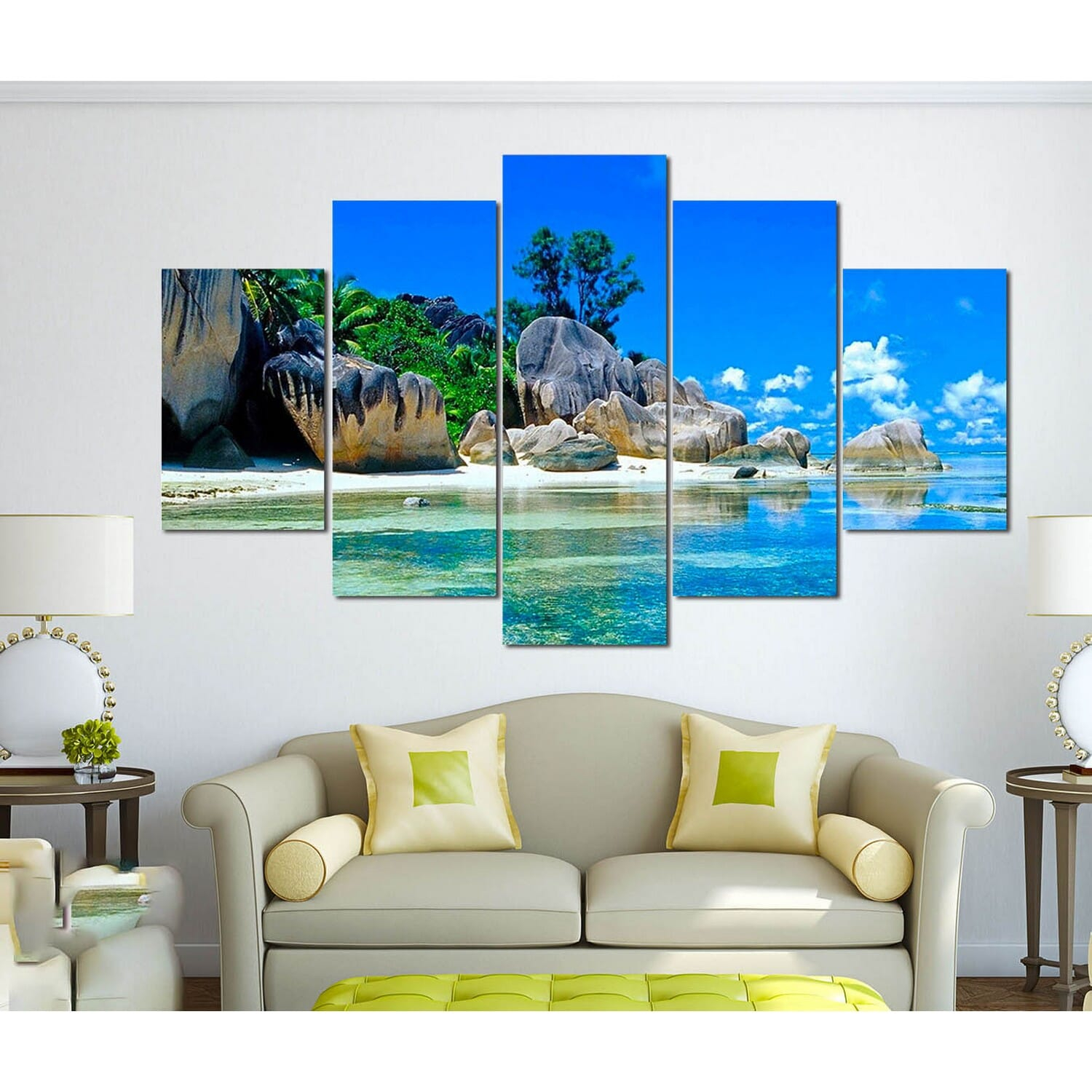 Big Size 5 Panel Nature Canvas | Wall | Home Decor | Canvas | Wall Art With Frame Inside 