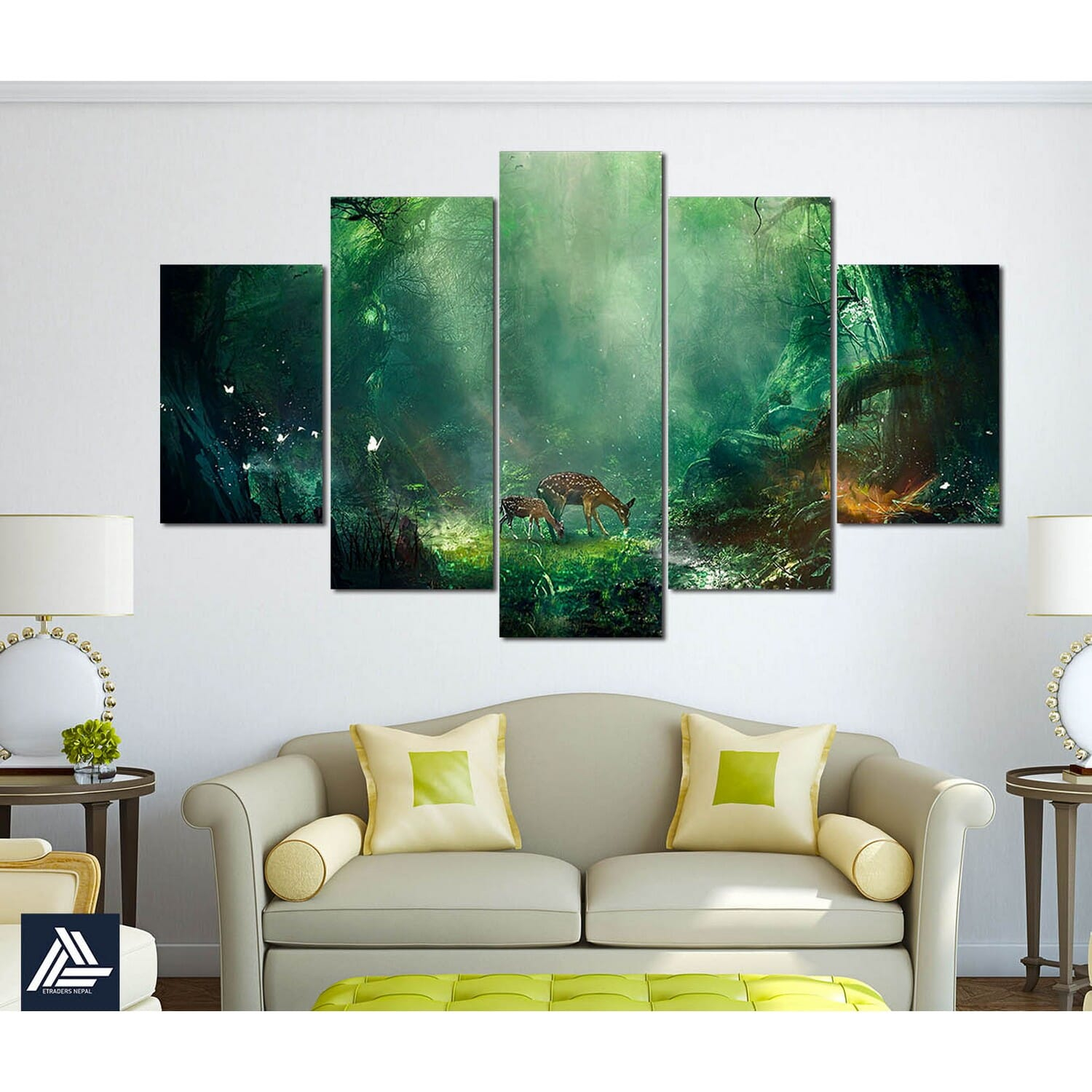 Big Size 5 Panel Nature Canvas | Wall | Home Decor | Canvas | Wall Art With Frame Inside 