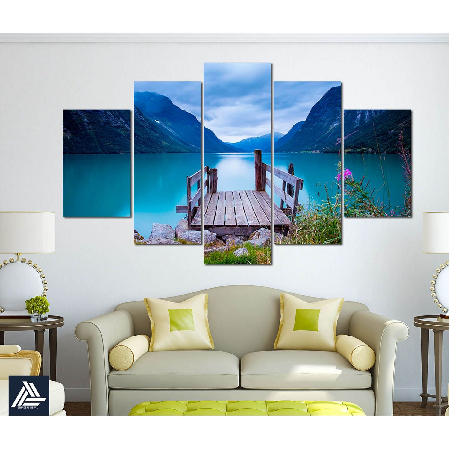 Big Size 5 Panel Nature Canvas | Wall | Home Decor | Canvas | Wall Art With Frame Inside 