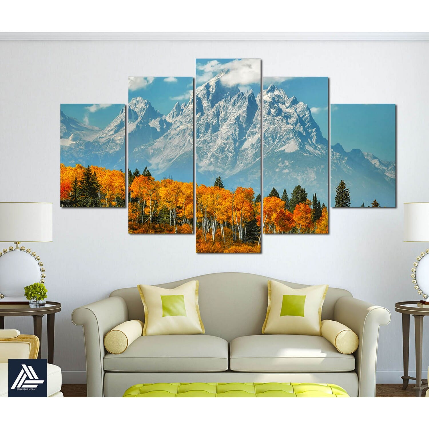 Big Size 5 Panel Nature Canvas | Wall | Home Decor | Canvas | Wall Art With Frame Inside