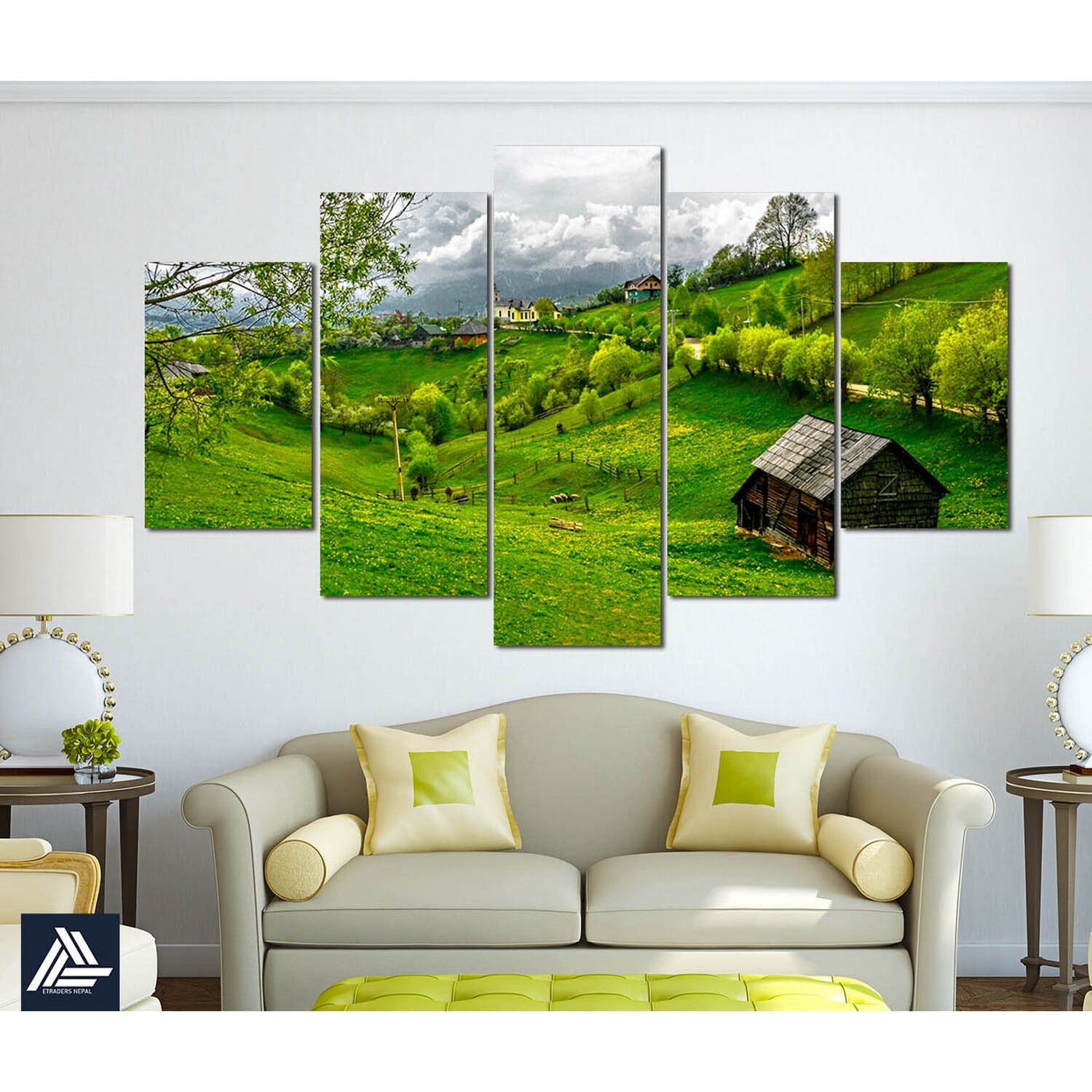 Big Size 5 Panel Nature Canvas | Wall | Home Decor | Canvas | Wall Art With Frame Inside