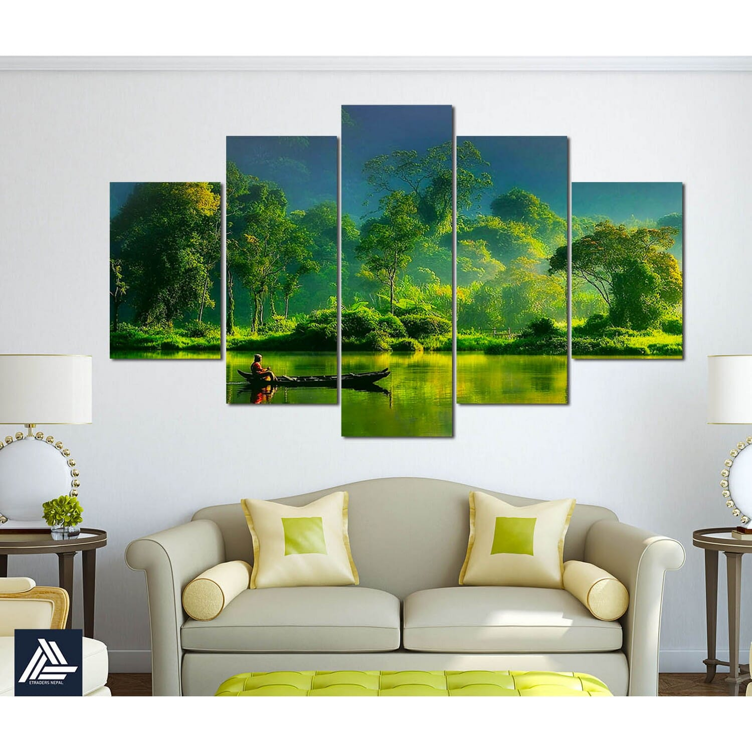 Big Size 5 Panel Nature Canvas | Wall | Home Decor | Canvas | Wall Art With Frame Inside