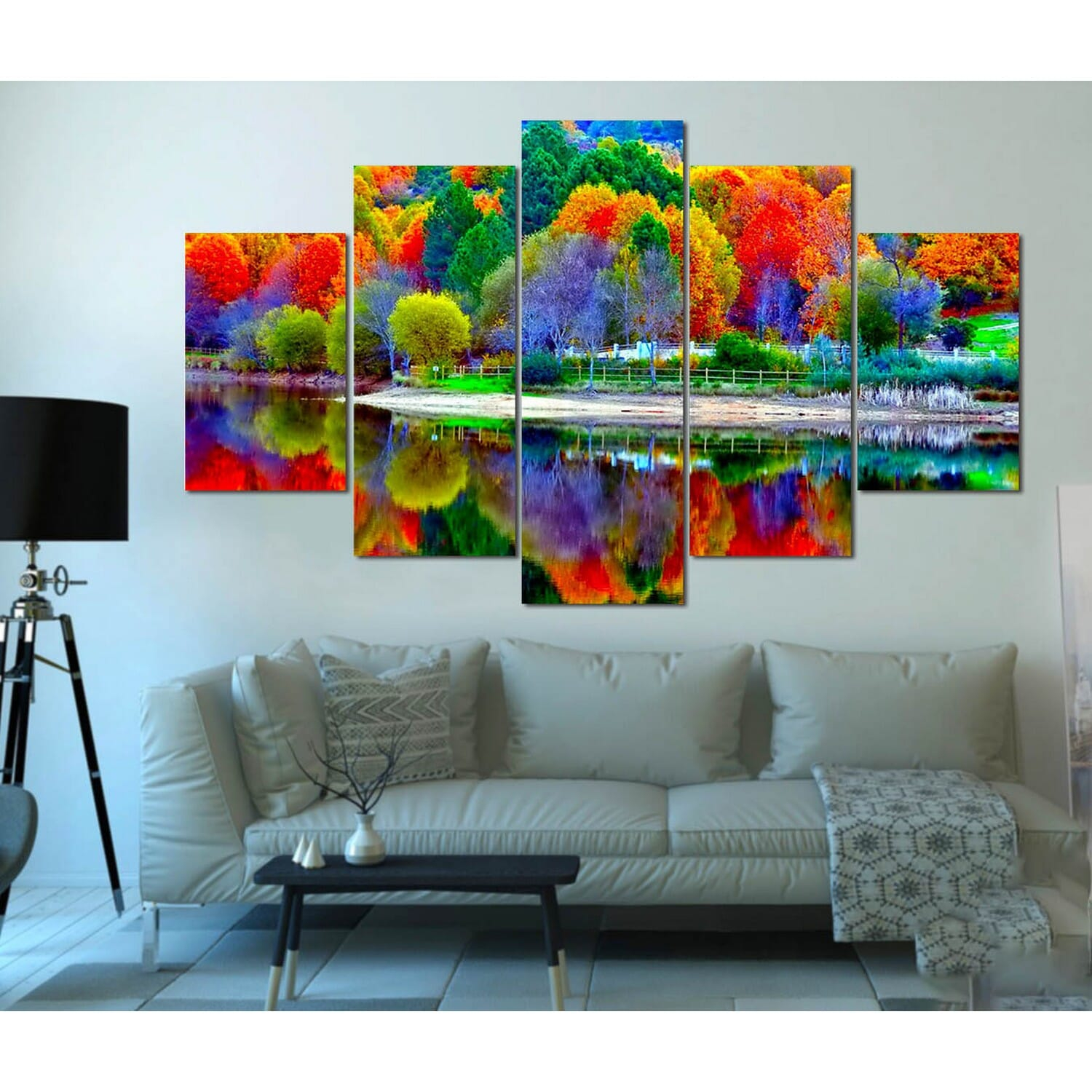 Big Size 5 Panel Nature Canvas | Wall | Home Decor | Canvas | Wall Art With Frame Inside 