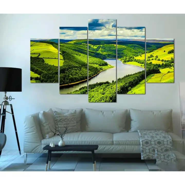 Big Size 5 Panel Nature Canvas | Wall | Home Decor | Canvas | Wall Art With Frame Inside 