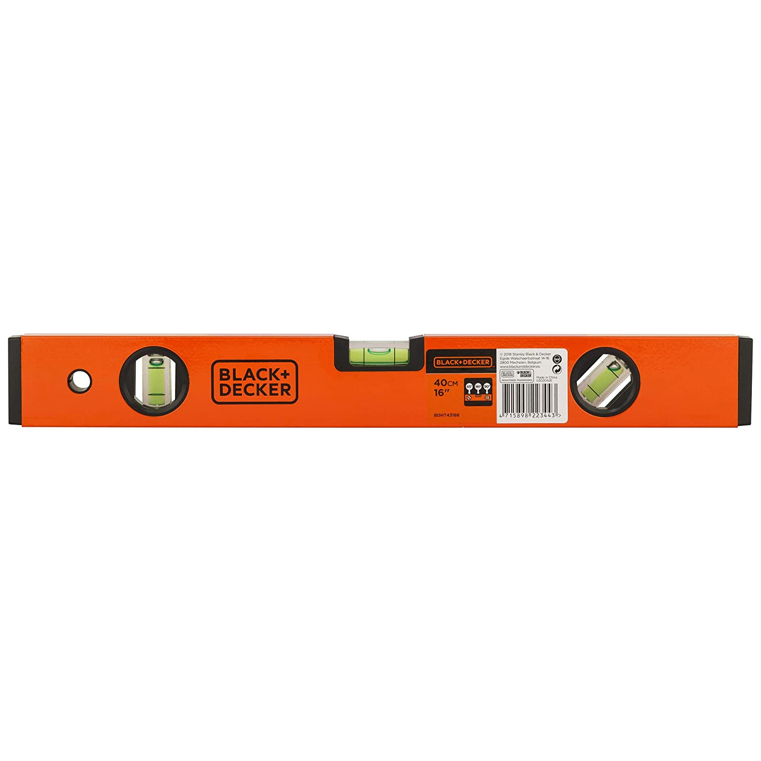 Black + Decker Spirit Level 400mm, Aluminium Box Beam (BDHT43188)