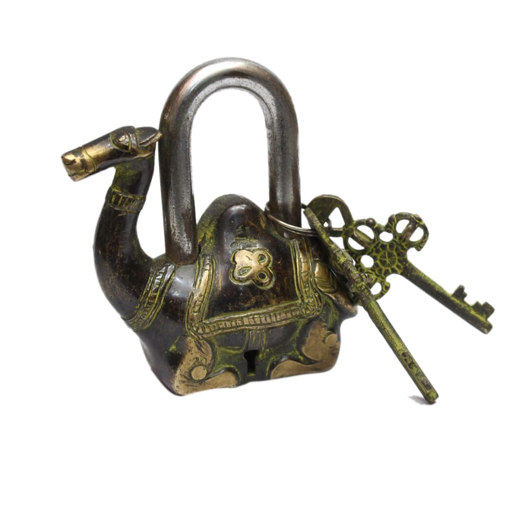 Seven Chakra Handicraft - Black Camel Design Lock With Two Keys