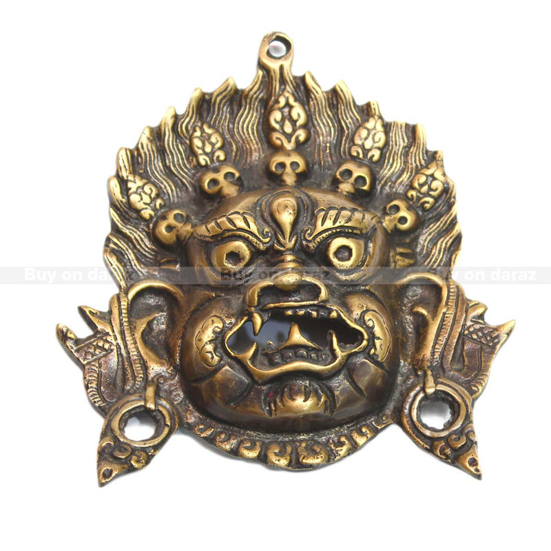 Seven Chakra Handicraft - Black Finely Carved Bhairav Mask- 6"