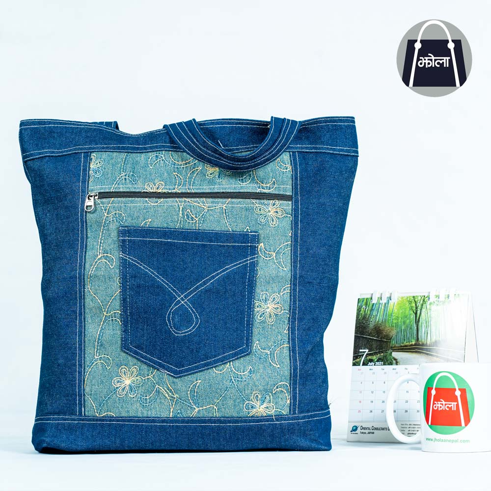 Jholaa Tote Bag For Women Blue Blak