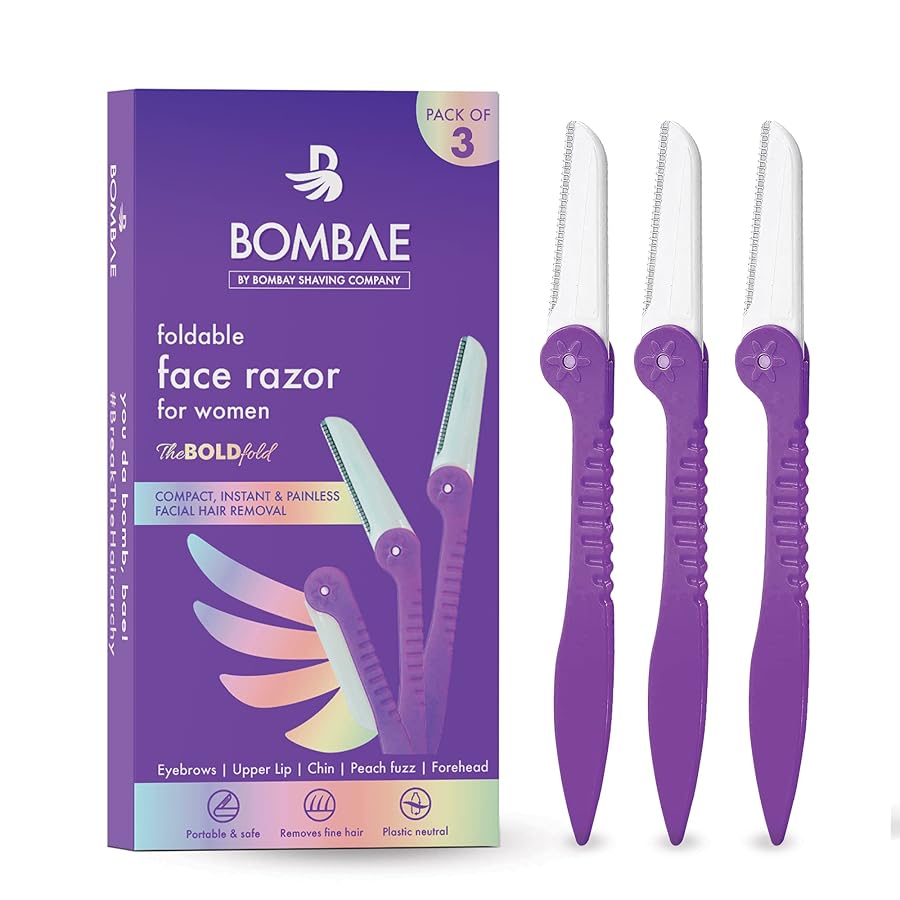 BOMBAE Foldable Face Razor for Women - Pack of 3