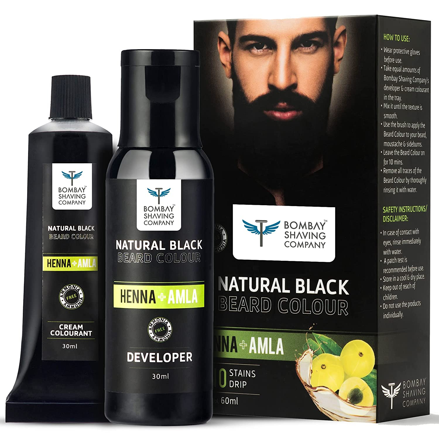 Bombay Shaving Company Beard Color for Men with Henna & Amla (Natural Black)