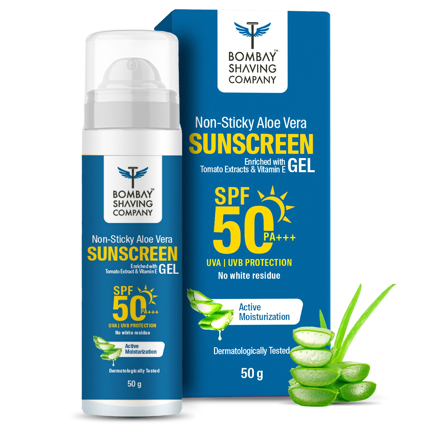 Bombay Shaving Company Non Sticky Aloe Vera Sunscreen Gel SPF 50 - 50g