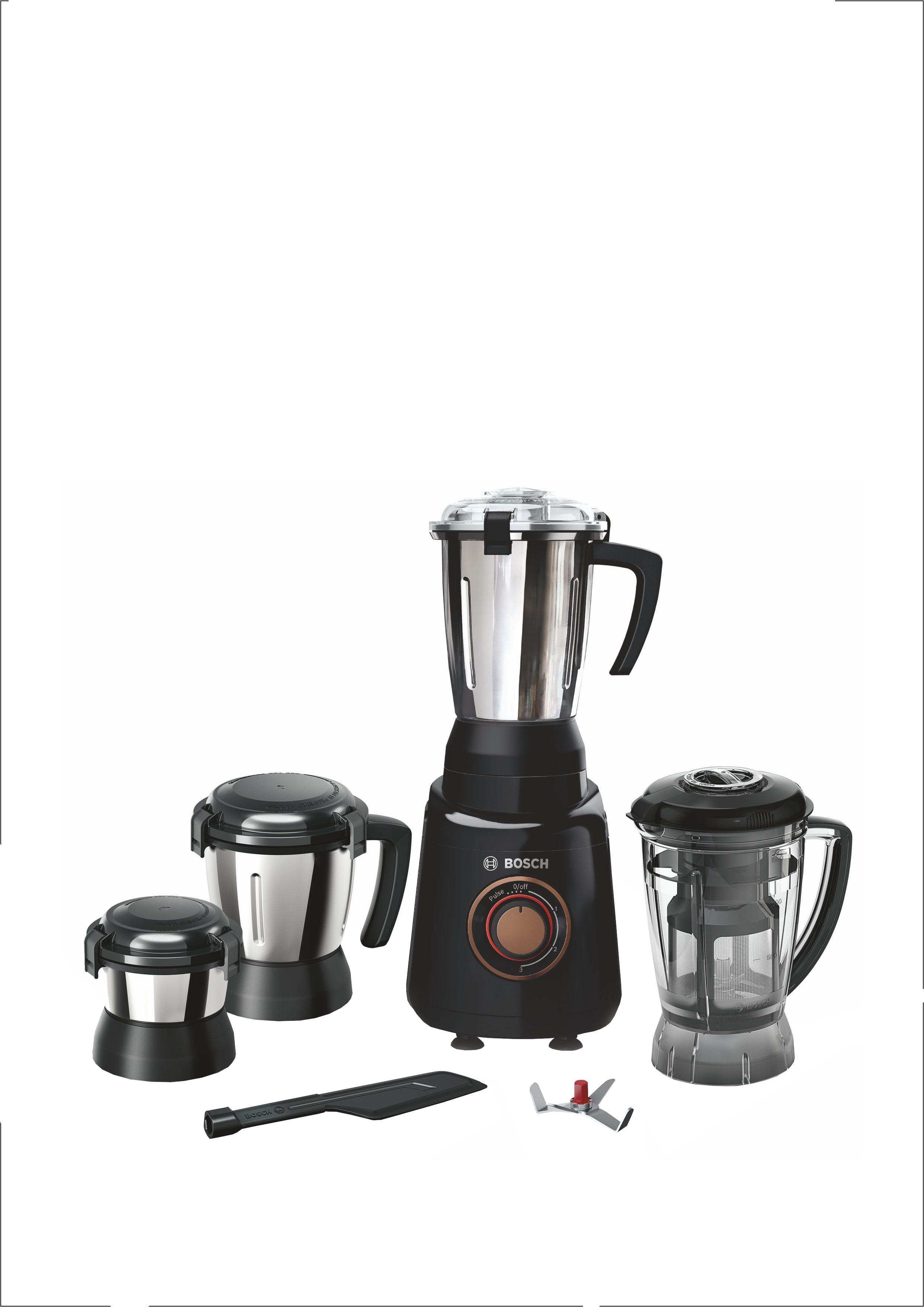 Bosch Bold Mgm6644bin Truemixx 750 W Juicer Mixer Grinder (4 Jars, Black, Silver, Brown)