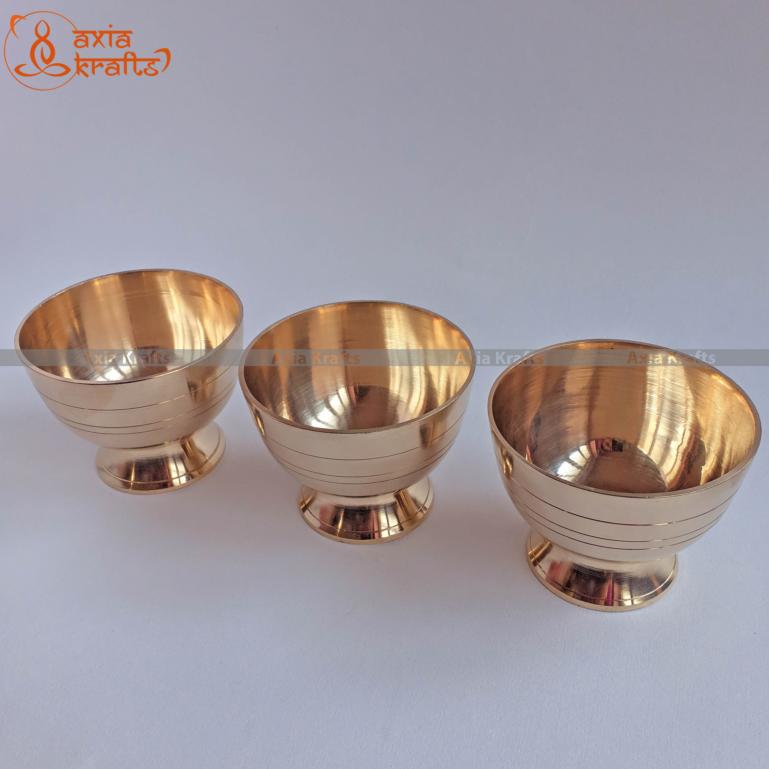 Axia Krafts Brass Bowl 2.6" ( Set of 3 ) (Dhalod Kachaura) Heavy