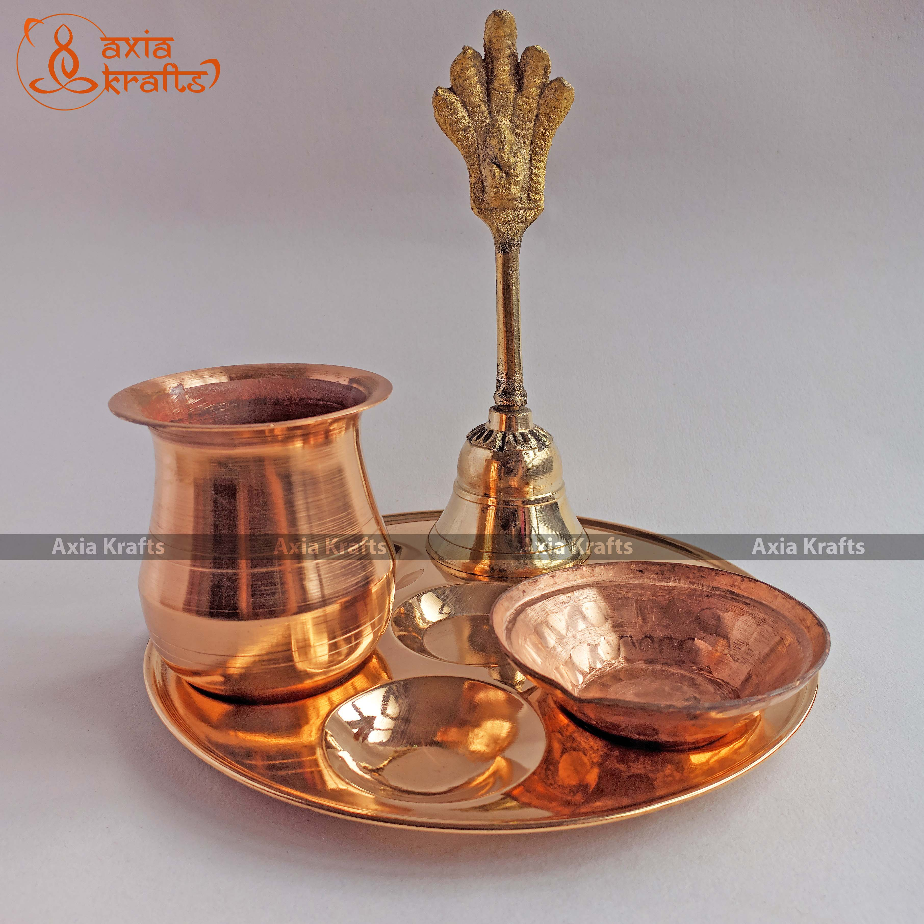Axia Krafts Brass Copper Puja Set (HeavyBaklo)