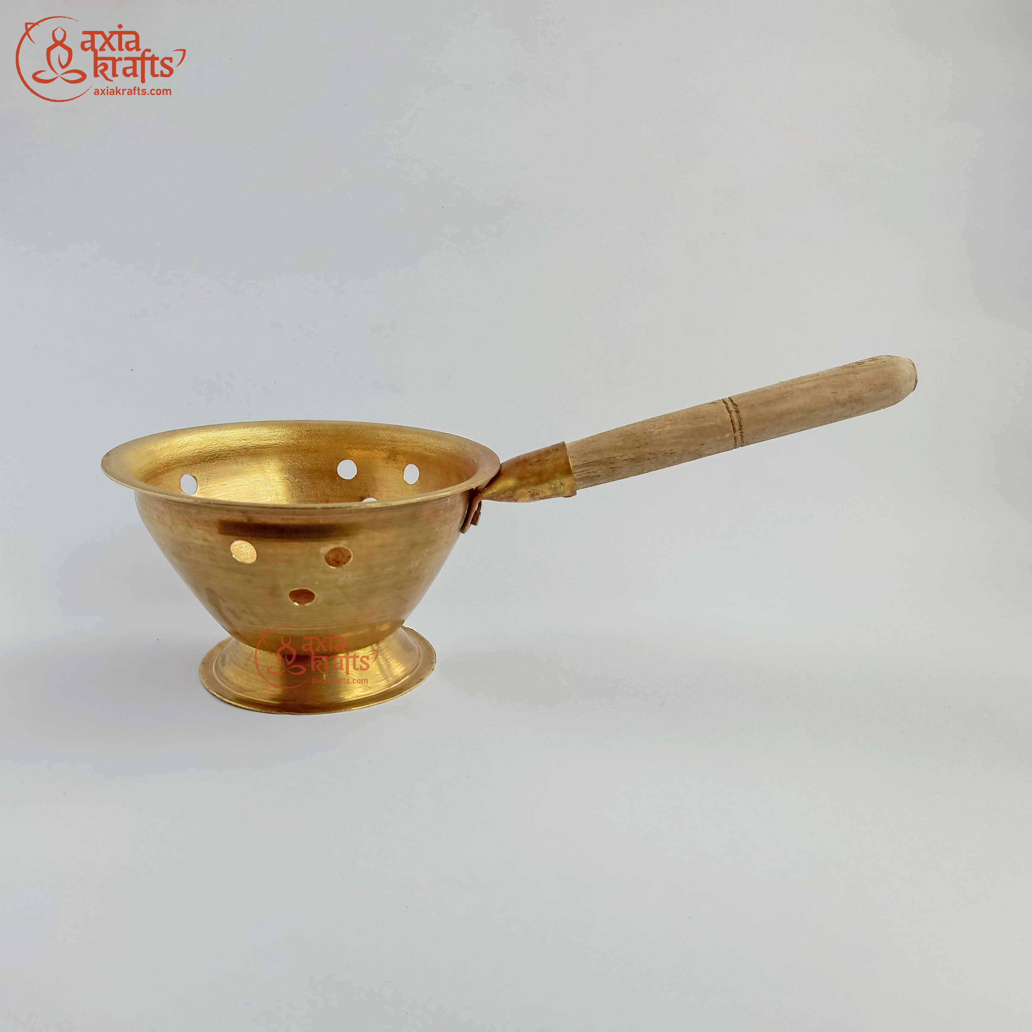 Axia Krafts Brass Dhoopauro with Wooden Handle | pooja