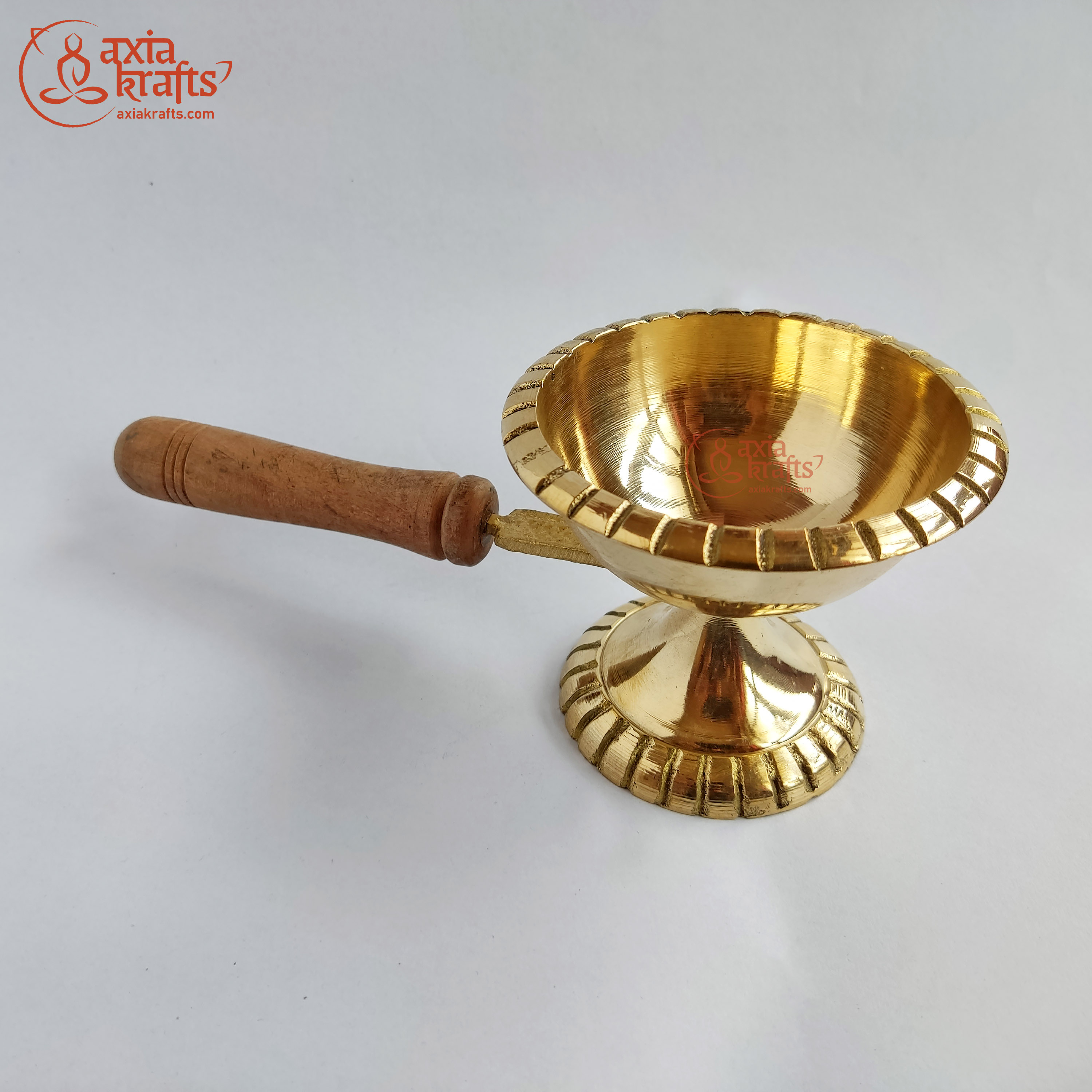 Axia Krafts Brass Dhupauro with Wooden Handel | pital