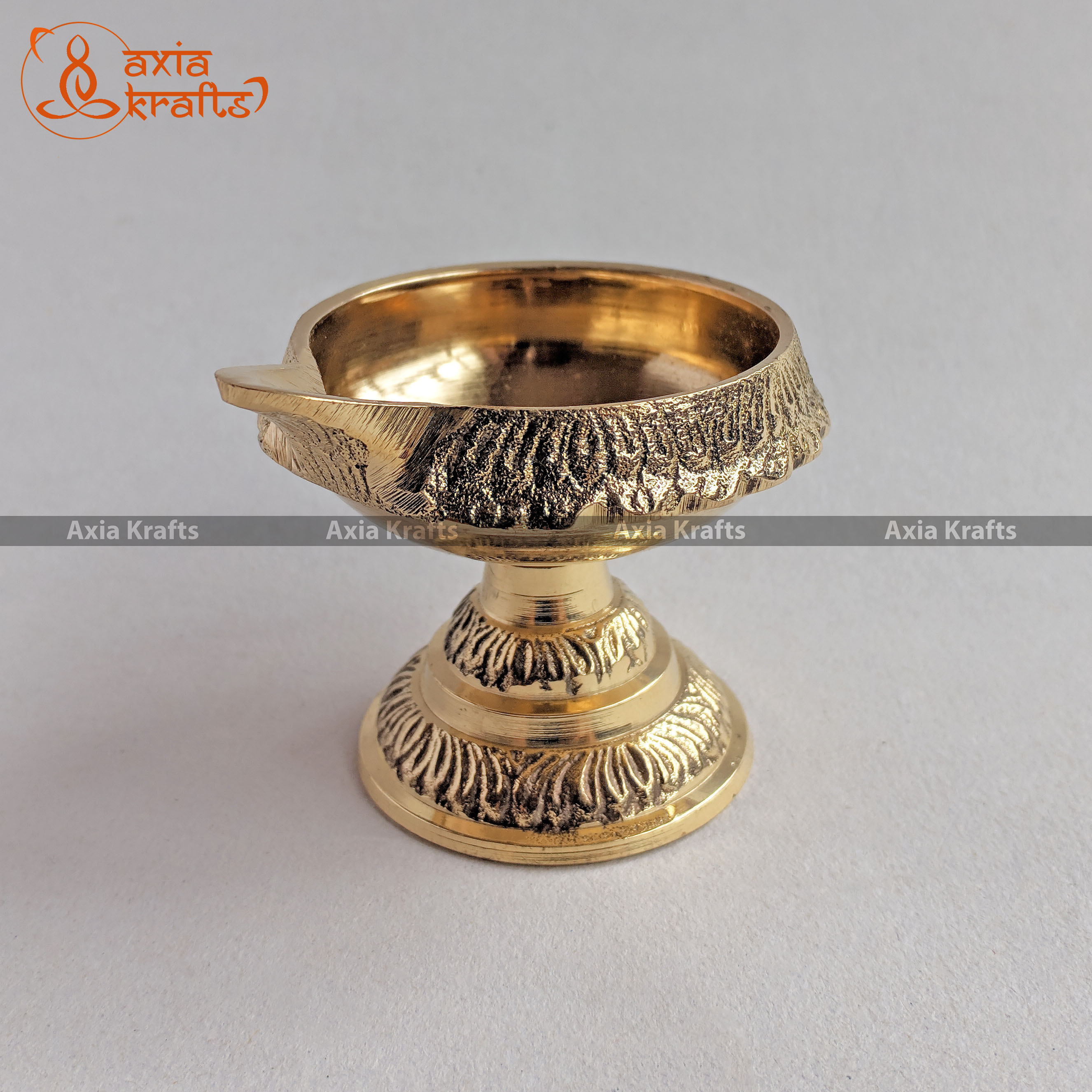 Axia Krafts Traditional Brass Puja Diyo With Stand-2"