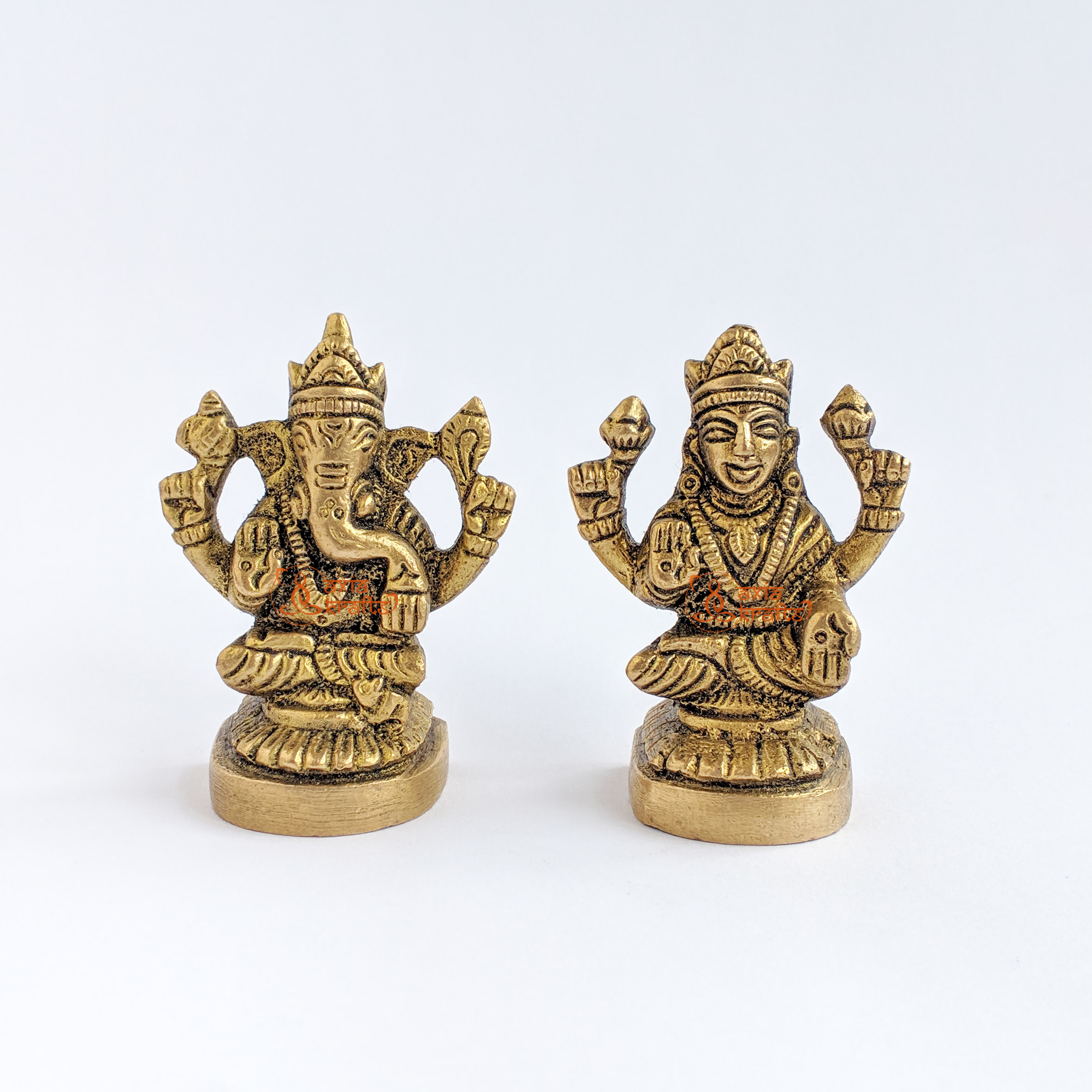 Axia Krafts Brass Ganesh Laxmi Set 5.5 Cms | Statue | Worship 