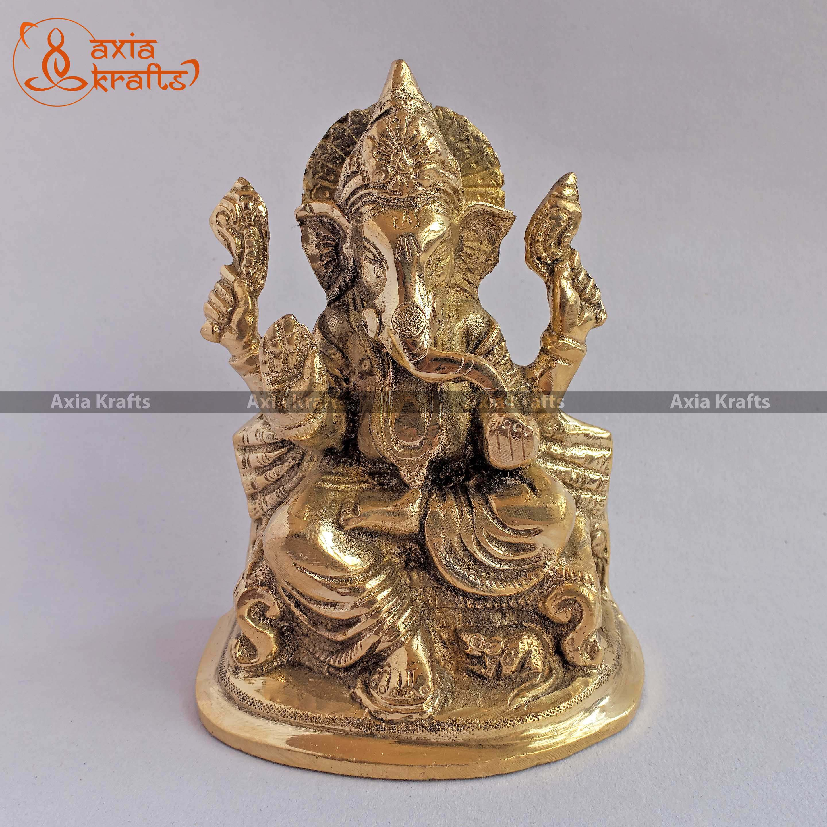 Axia Krafts Brass Ganesh Statue 5.2"