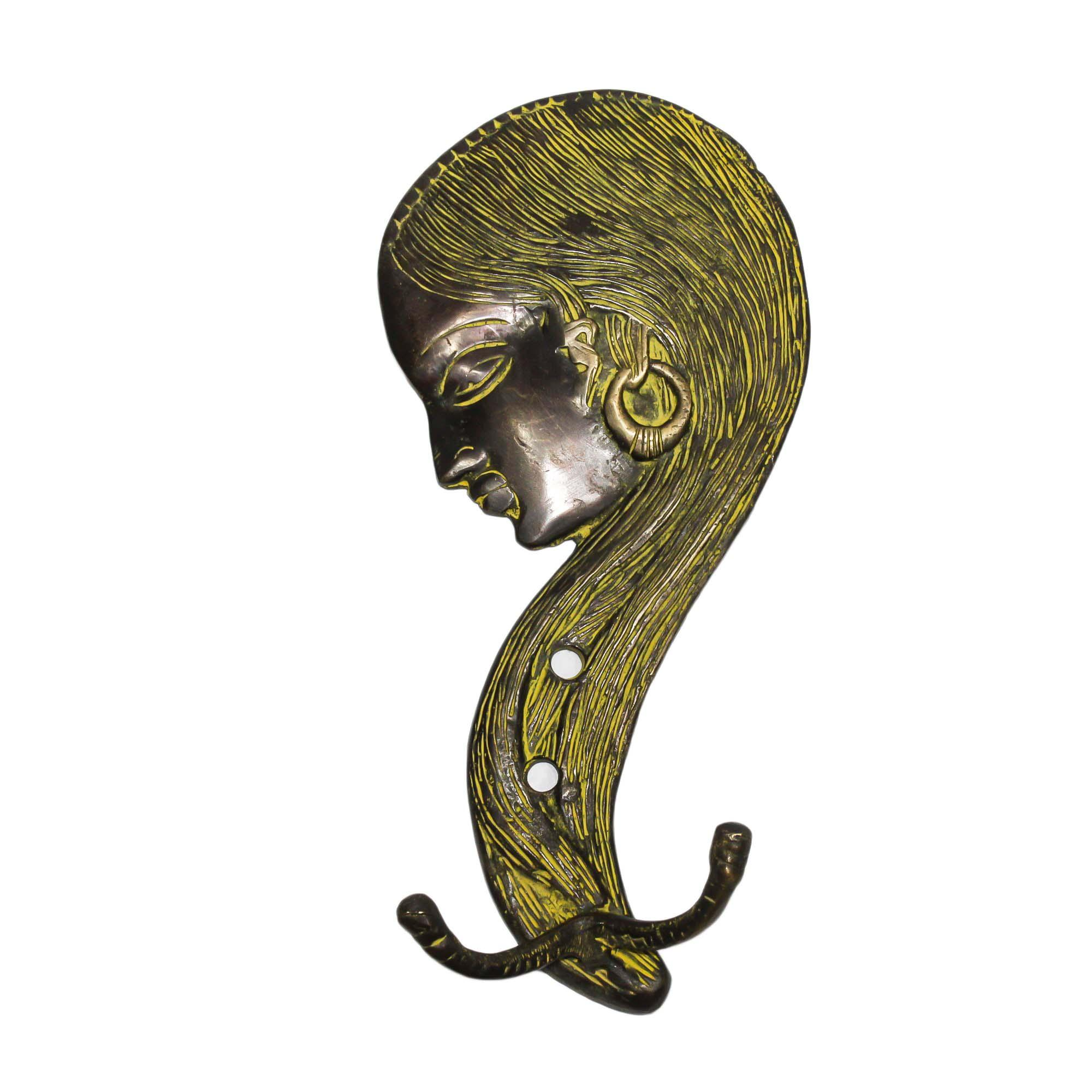 Seven Chakra Handicraft - Brass Lady Face Design Wall Peg