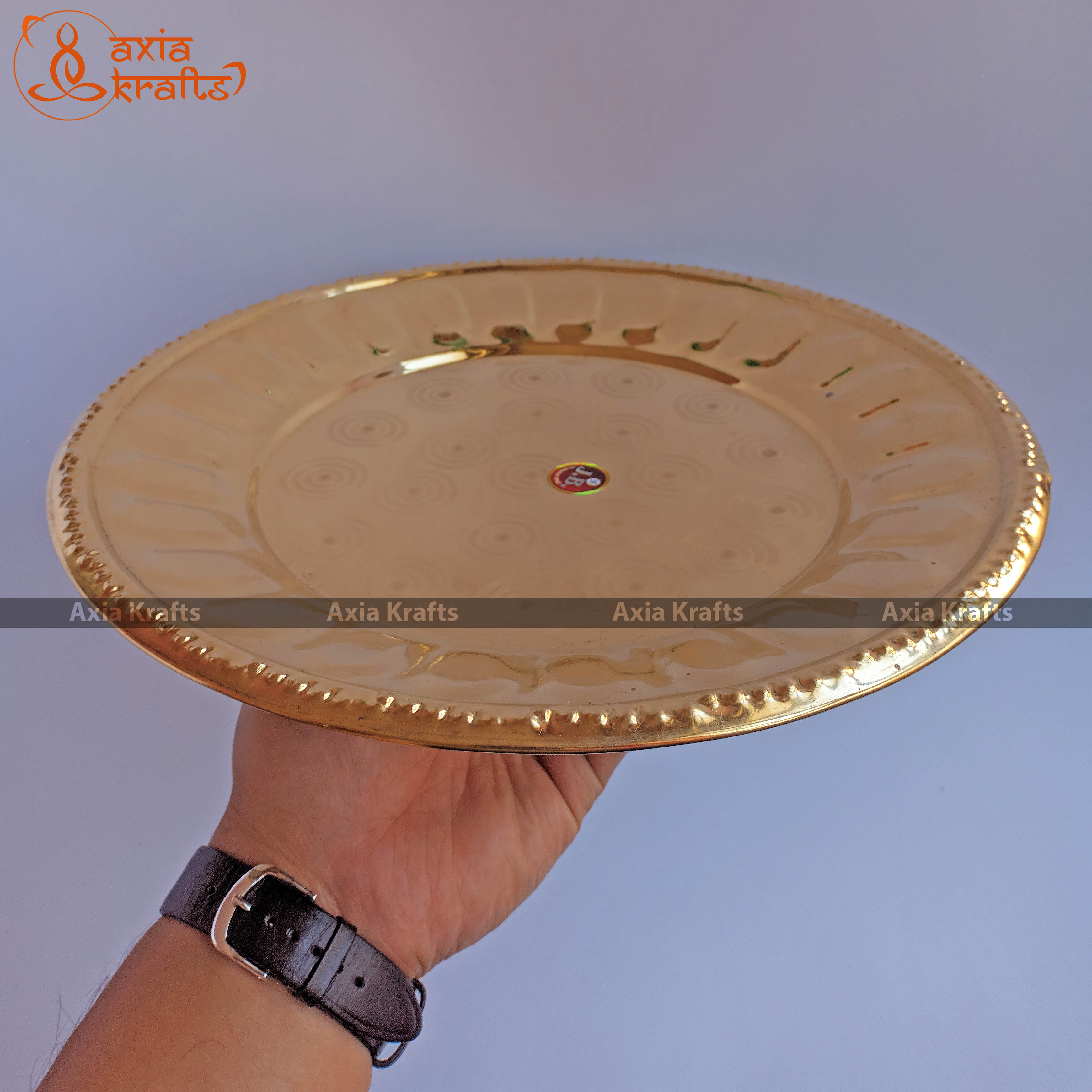 Axia Krafts Brass Thali | Pital Plate Machine Made For Worship